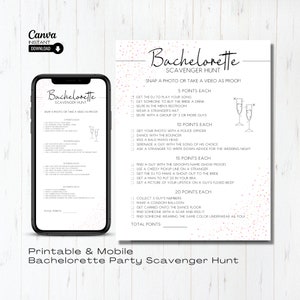 Bachelorette Party Scavenger Hunt Template, Electronic Bachelorette Party Game, Textable Bachelorette Scavenger Hunt, Bachelorette Party