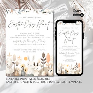 Editable Easter Egg Hunt Invitation: Mobile & Printable (Canva Template)