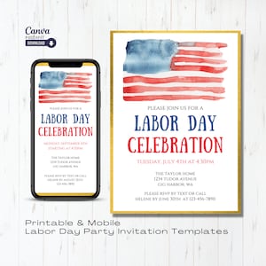 Labor Day BBQ Invitation Template: Editable Party Invite (Digital Download)