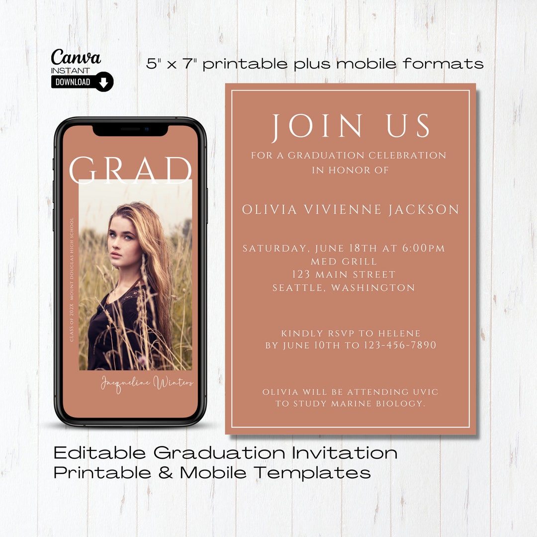 Printable Graduation Party Invitation, Printable Graduation