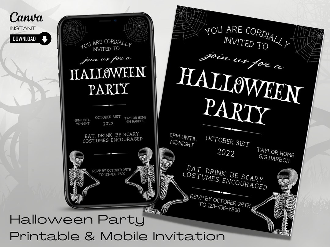 Editable Halloween Party Invitation Printable Halloween Party - Etsy