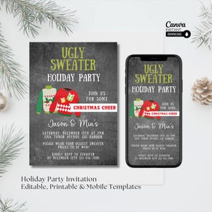 Ugly Sweater Party Invitation, Christmas Party Invite, Ugly Sweater Invite, Holiday Party Printable Invitation, Ugly Sweater Party Evite