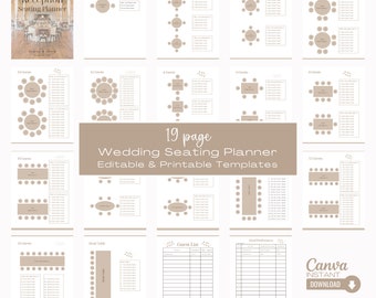 Editable Wedding Seating Chart Planner, Printable Seating Plan, Seating Arrangement, Wedding Table Plan, Wedding Reception Planner, Canva