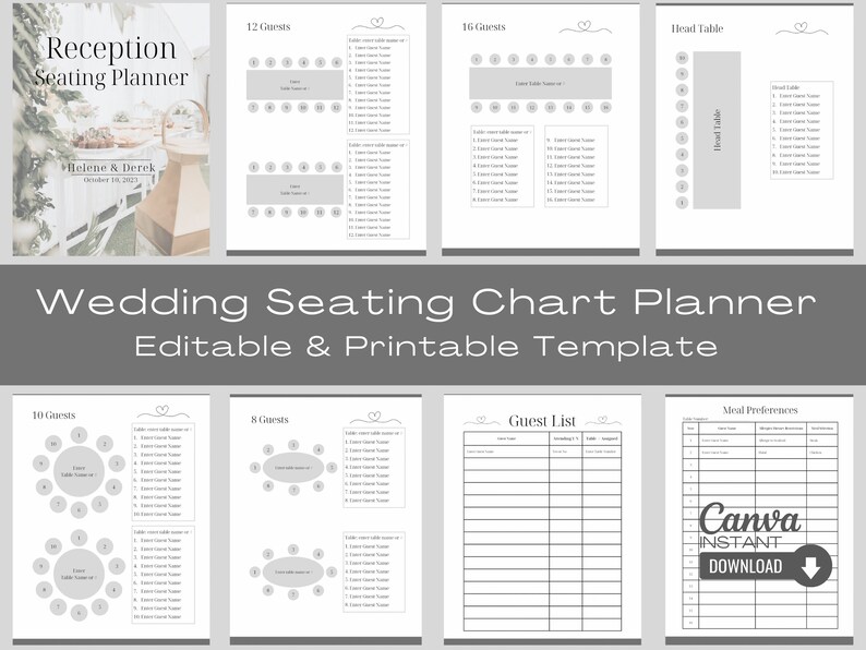 Editable Wedding Seating Chart Planner Printable Seating Etsy Editable wedding seating chart planner printable seating etsy