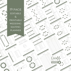 Editable Wedding Seating Chart Planner, Printable Seating Plan, Seating Arrangement, Wedding Table Plan, Wedding Reception Planner, Canva