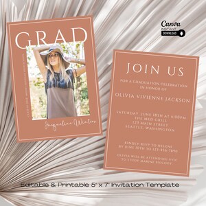 Printable Graduation Photo Invitation: Modern Evite Template (5x7)