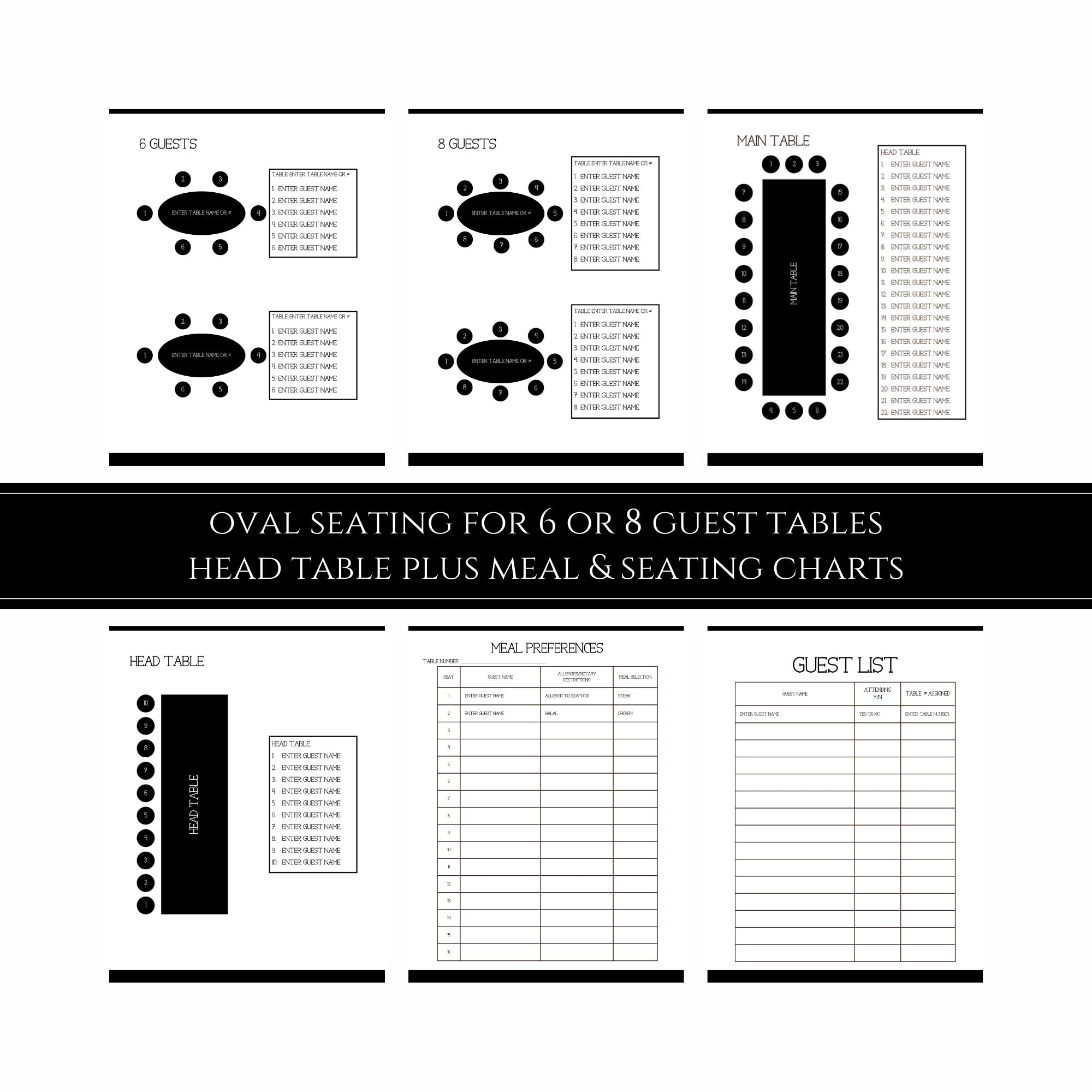 Editable Wedding Seating Chart Planner: Printable Table Plan (canva ...