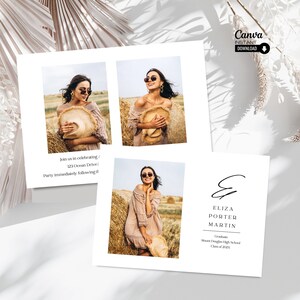 Modern Boho Graduation Invitation Template: Printable Canva Invite