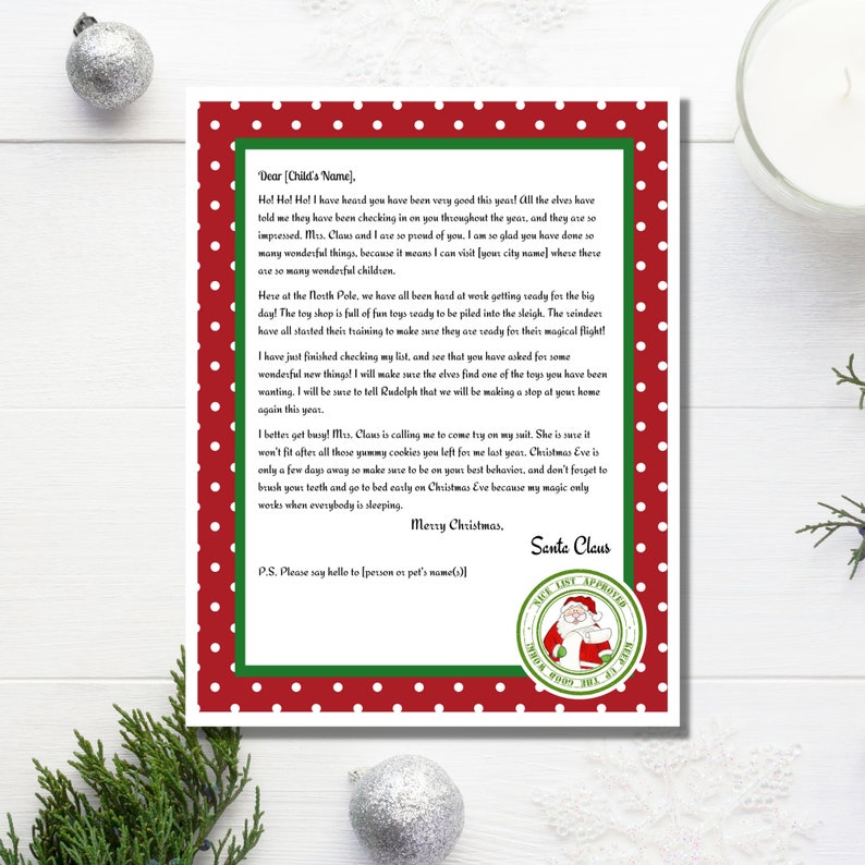 Editable Santa Letter Template Letter From Santa Template Etsy Editable Santa Letter Template Letter From Santa Template Etsy
