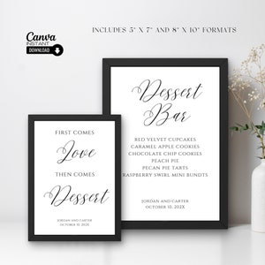 Wedding Dessert Menu Sign: Modern Calligraphy Canva Template (Instant Download)