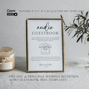 Editable Audio Guest Book Sign Template, Printable Voicemail Guestbook Sign, Phone Guestbook Table Sign, Phone Message Wedding Activity