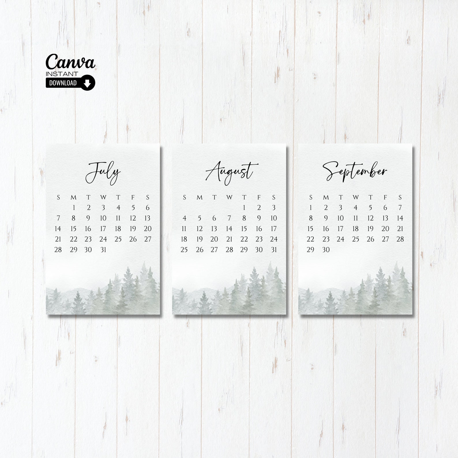 2024 Mini Desk Calendar, Printable Desk Calendar, Monthly Calendar