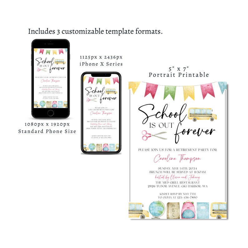 Editable Teacher Retirement Party Invitation Template, Printable ...