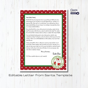 Plantilla de carta de Papá Noel editable, plantilla de carta de Papá Noel, carta de Navidad, carta de Papá Noel, carta de Papá Noel personalizada, lista agradable,