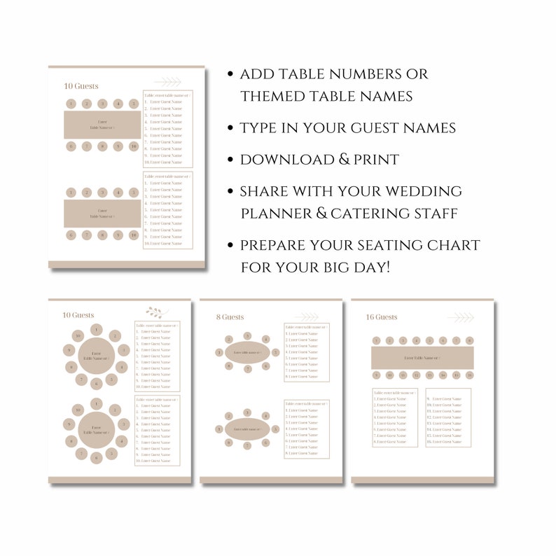 Editable Wedding Seating Chart Planner: Printable Canva Template - Etsy