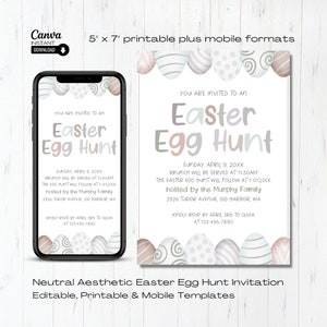Editable Easter Egg Hunt Invitation: Printable & Mobile Invite