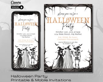 Editable Halloween Costume Party Invitation: Printable Canva Template