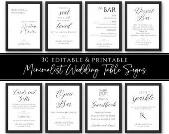 Modern Wedding Sign Template Bundle: 30 Printable Signs (Digital Download)