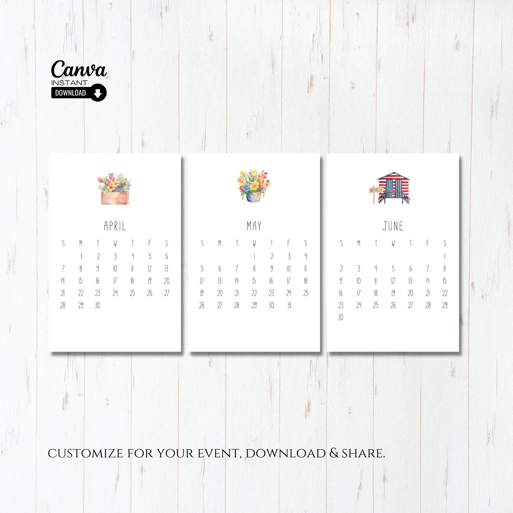 2024 Mini Desk Calendar, Printable Desk Calendar, Monthly Calendar ...