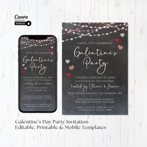Galentine Invitation, Galentines Day Invite, Galentines Party Editable Invitation, Galentine's Day Party, Valentine's Party Invitation
