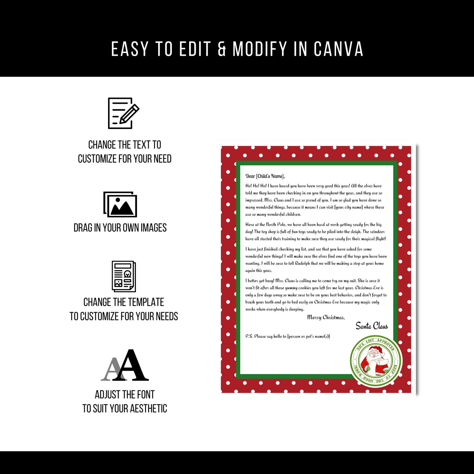 Editable Santa Letter Template Letter From Santa Template Etsy Editable Santa Letter Template Letter From Santa Template Etsy