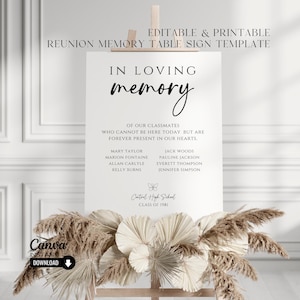 In Loving Memory High School Reunion Sign, Printable Minimalist Classmates Memorial Sign, Minimalist Forever In Our Heart Memory Table Sign