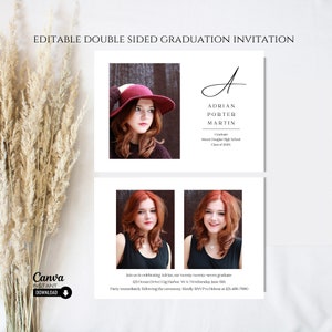 Modern Graduation Invitation Template: Photo Invite, DIY Printable (Canva)