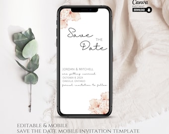 Electronic Save The Date Template: Smartphone Wedding Invite (Canva)