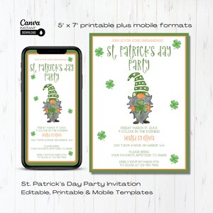 St. Patrick&#39;s Day Party Einladung: Aquarell Wichtel (Printable & Evite)