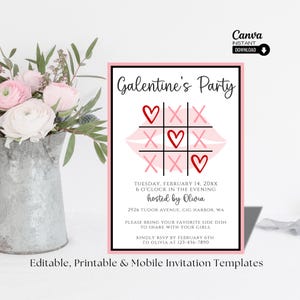 Faire-part Galentine, invitation de la Saint-Valentin, invitation modifiable fête des Galentines, fête de la Saint-Valentin, faire-part Saint-Valentin