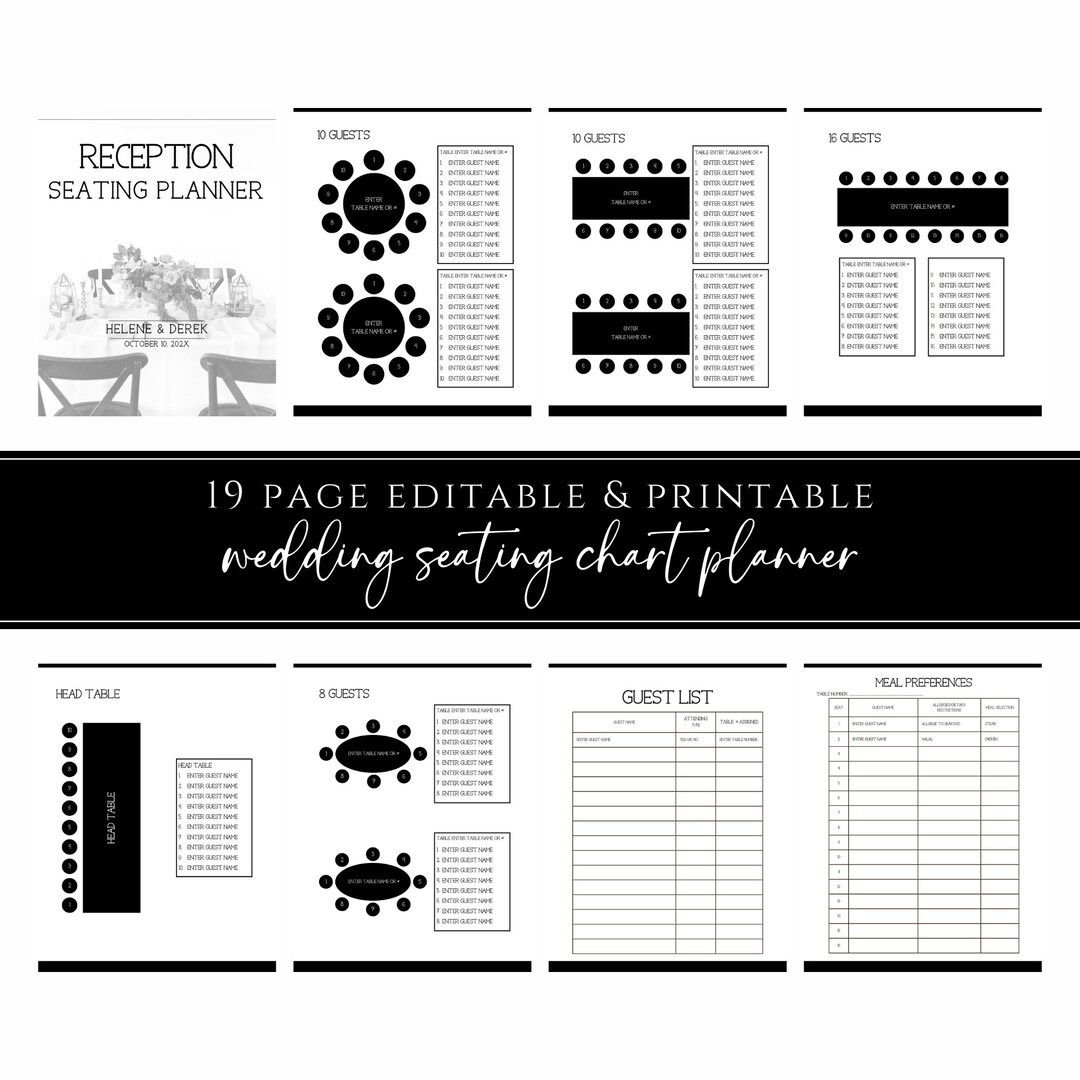 Editable Wedding Seating Chart Planner: Printable Table Plan (canva ...