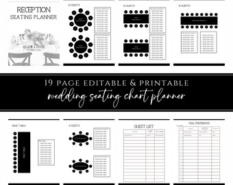 Editable Wedding Seating Chart Planner: Printable Table Plan (Canva Template)