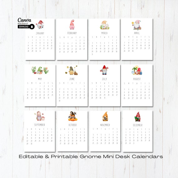 2024 Gnome Mini Desk Calendar, Printable Desk Calendar, Monthly Calendar Template, Mini Easel Calendar, Editable Calendar, Christmas Gift - Etsy 2024 Gnome Mini Desk Calendar, Printable Desk Calendar, Monthly Calendar Template, Mini Easel Calendar, Editable Calendar, Christmas Gift - Etsy