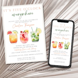 Cocktail Retirement Party Invitation Template: Printable & Mobile Evite