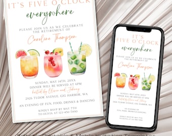 Cocktail Retirement Party Invitation Template: Printable & Mobile Evite