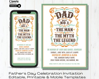 Editable Father's Day BBQ Invitation: Printable Brunch Party Template (Digital Download)