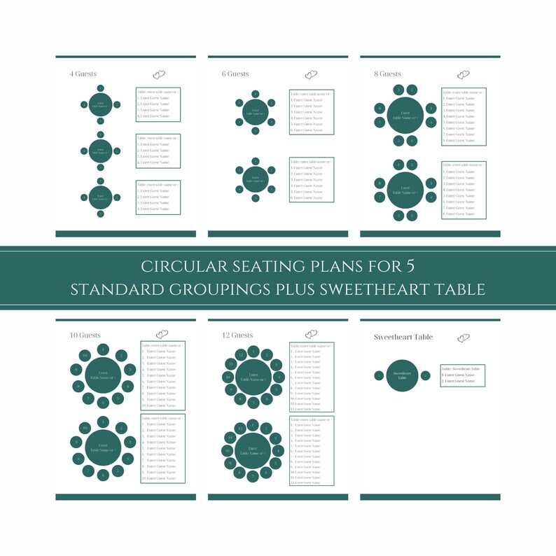 Editable Wedding Seating Chart Planner Printable Seating Etsy