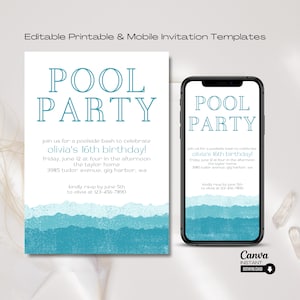 Editable Pool Party Invitation Template: Summer BBQ (Printable & Mobile)