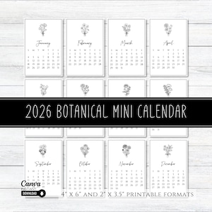 2026 Desk Calendar, Printable Desk Calendar Template, Monthly Calendar, Mini Easel Calendar, Editable Small Calendar, Christmas Gift, Canva