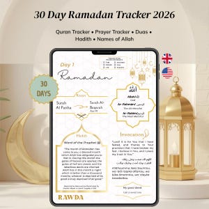 Ramadan Tracker Planner 2026 Printable PDF - Quran & Prayer Tracker ...