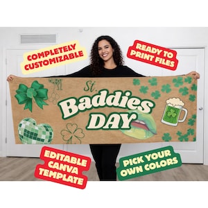 St Patricks Day Backdrop | St Baddies Editable Canva Banner