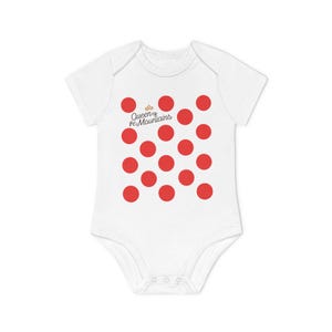 Tour de France Baby Bodysuit – Queen of the Mountains – Red Polka Dot Cycling Onesie – Baby Girl Gift for Cyclist Parents