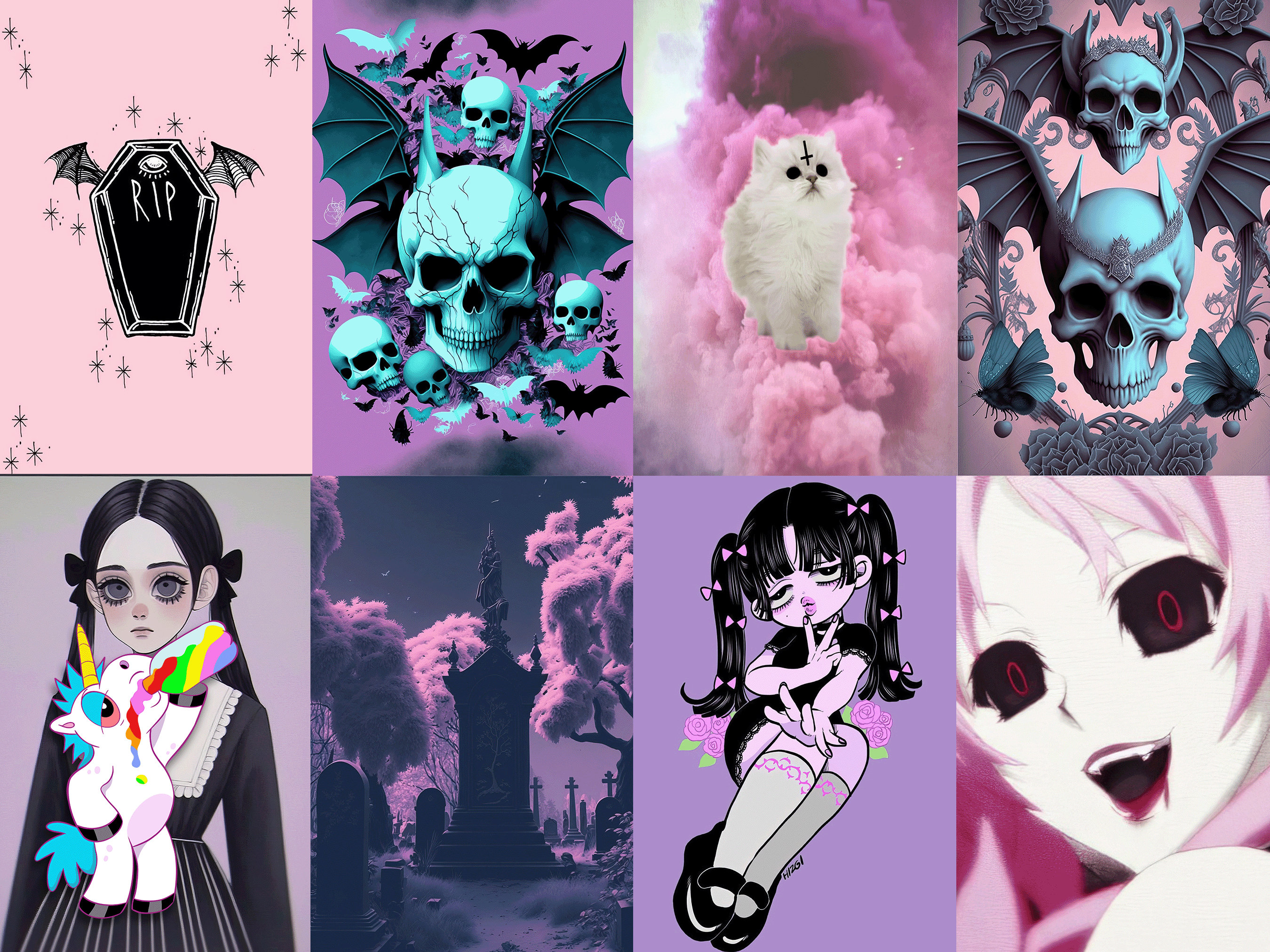 Pastel Goth Wall Collage Kit Gothic Pastel Posters Pastel Etsy