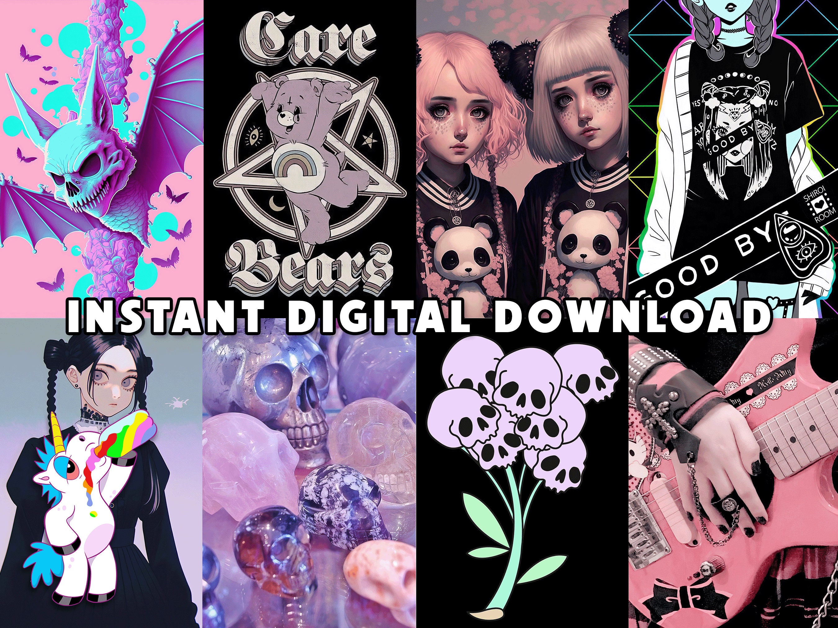 Pastel Goth Wall Collage Kit Gothic Pastel Posters Pastel Etsy