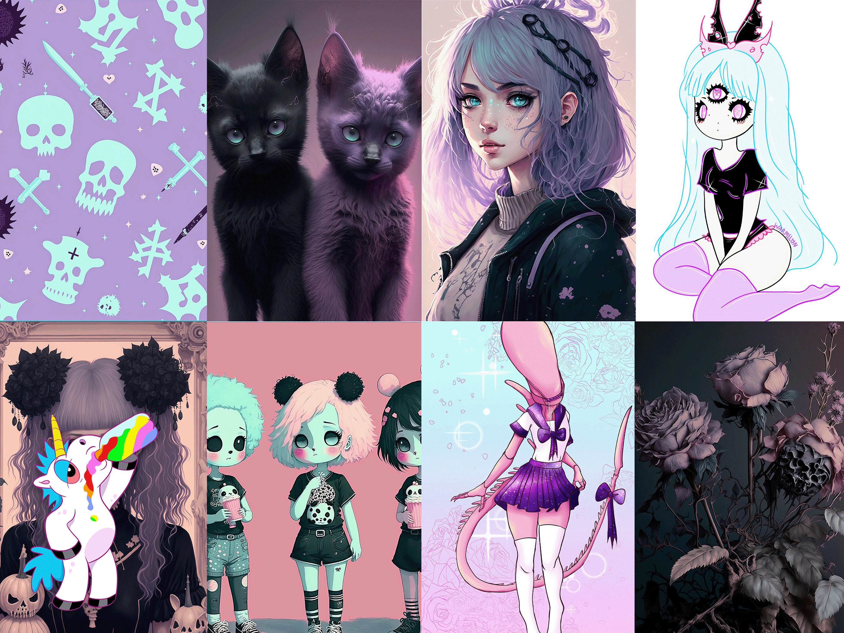 Pastel Goth Wall Collage Kit Gothic Pastel Posters Pastel Etsy