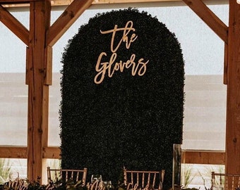 Hanging Backdrop Name Sign: Wedding Last Name Sign or Head Table Sign l Large Wedding Sign or Wooden Family Name Sign and Large Name Cutout