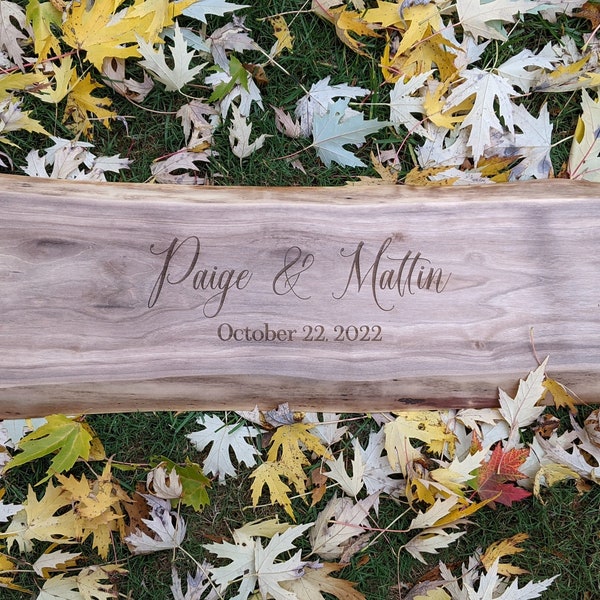 Engraved Live Edge Wedding Sign, Unique Rustic Wedding Guest Book Sign, Live Edge Charcuterie Board, Live Edge Personalized Cheese Board