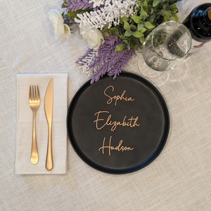 Gold Name Place Settings: Wooden Place Cards and Wedding Table Names, Wedding Place Names image 7