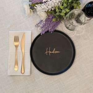 Gold Name Place Settings: Wooden Place Cards and Wedding Table Names, Wedding Place Names image 3