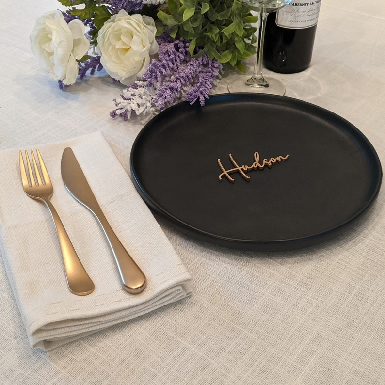 Gold Name Place Settings: Wooden Place Cards and Wedding Table Names, Wedding Place Names image 6